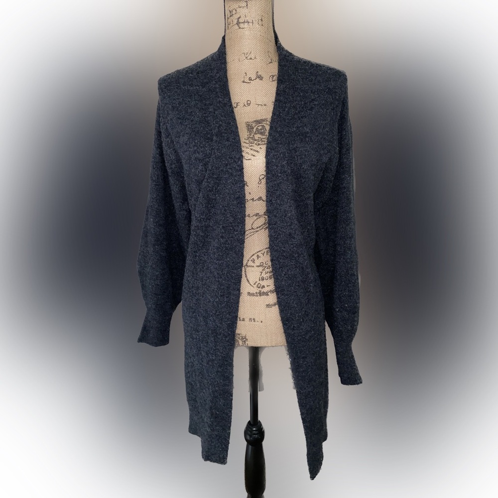 H&M long grey wool cardigan